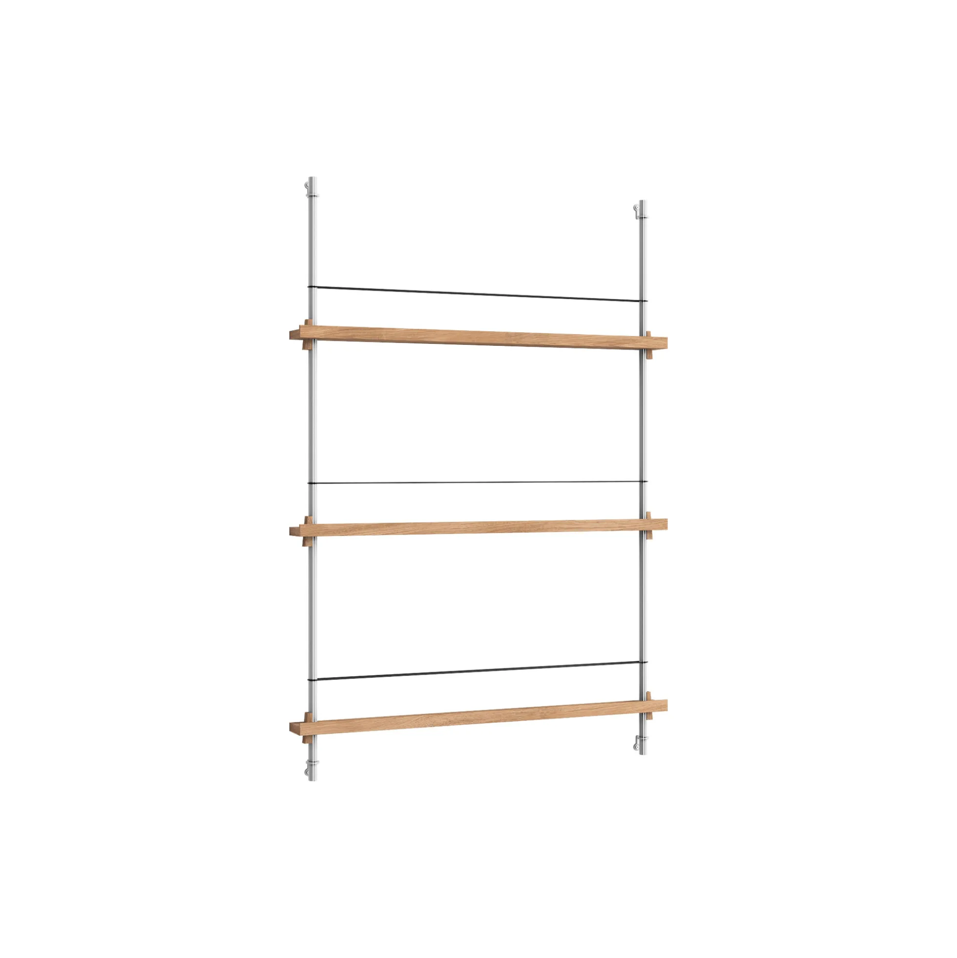 Magazine Shelving Medium, oak/stainless steel