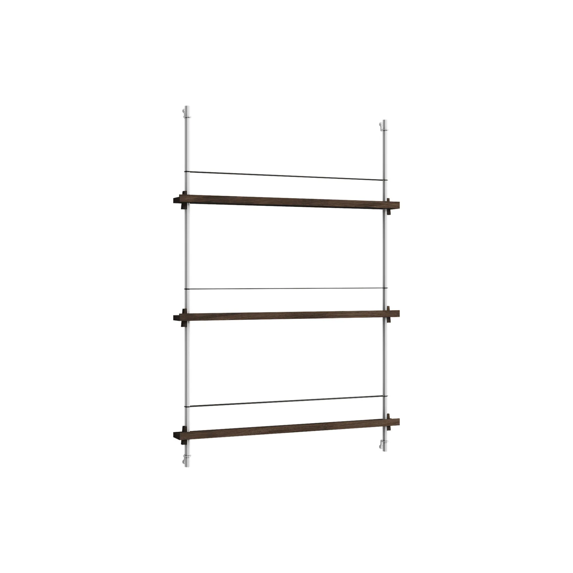Magazine Shelving Medium, smoked oak/stainless steel