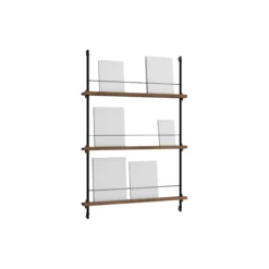 Magazine Shelving Medium, smoked oak/black