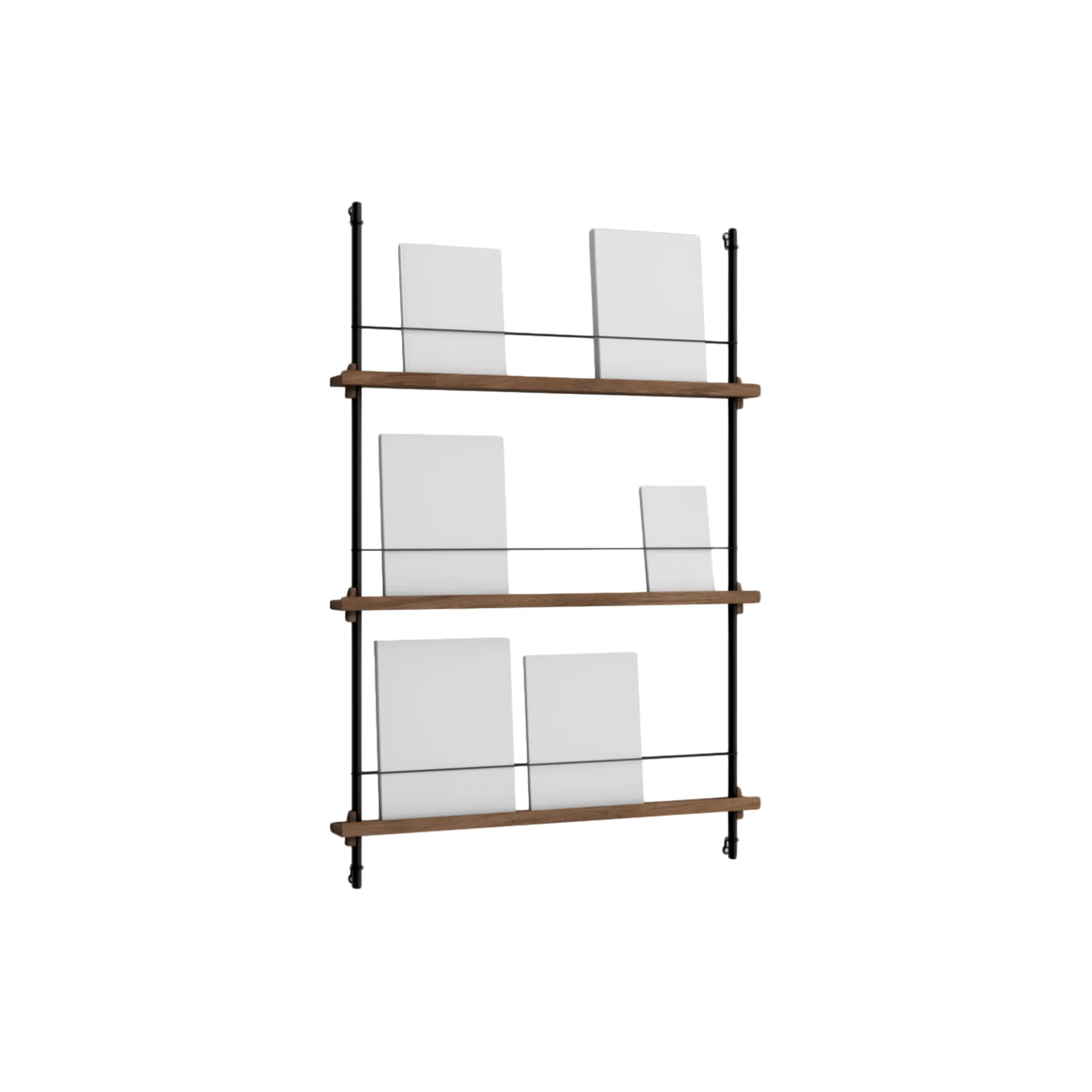 Magazine Shelving Medium, smoked oak/black