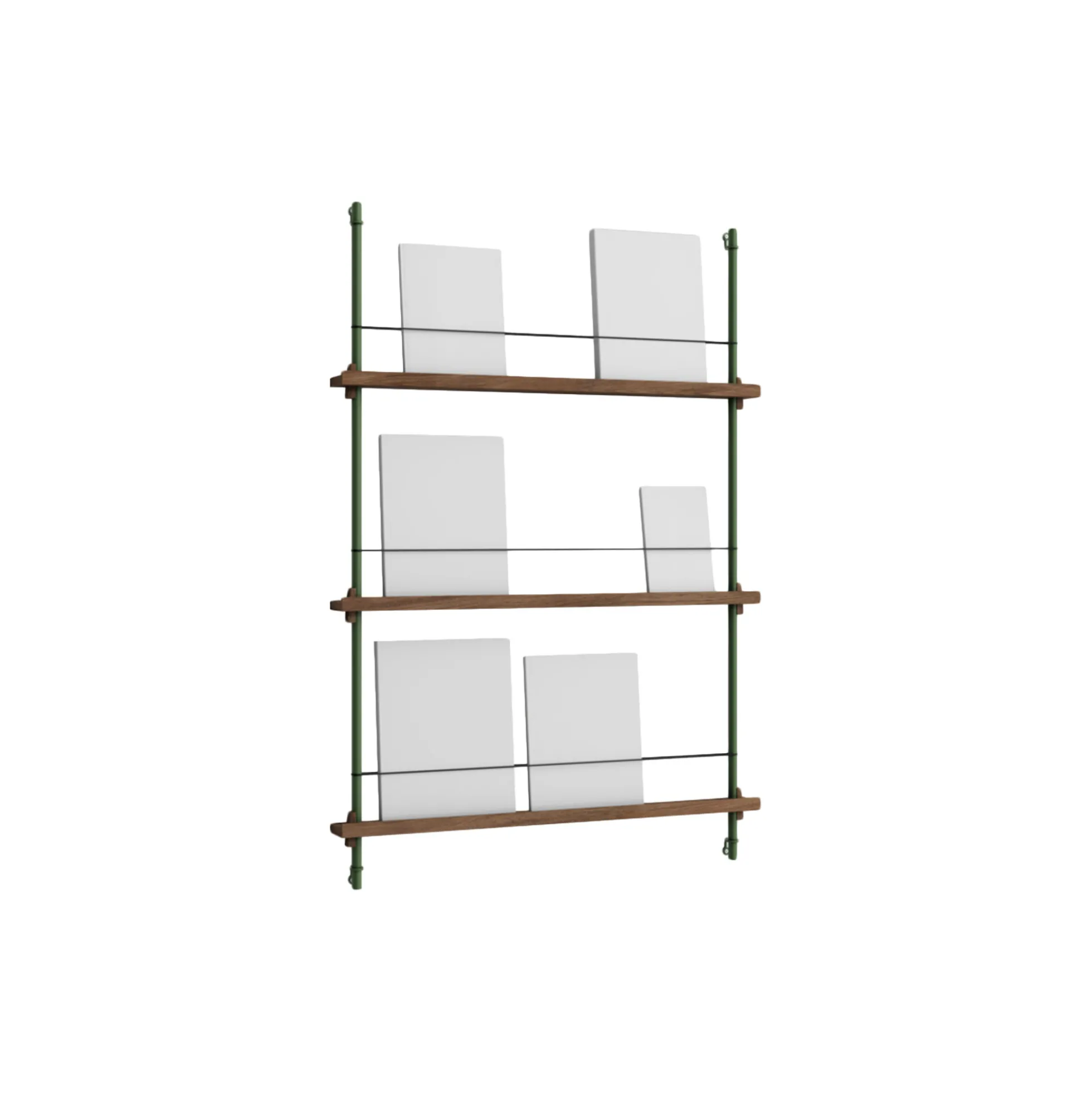 Magazine Shelving Medium, smoked oak/pine green