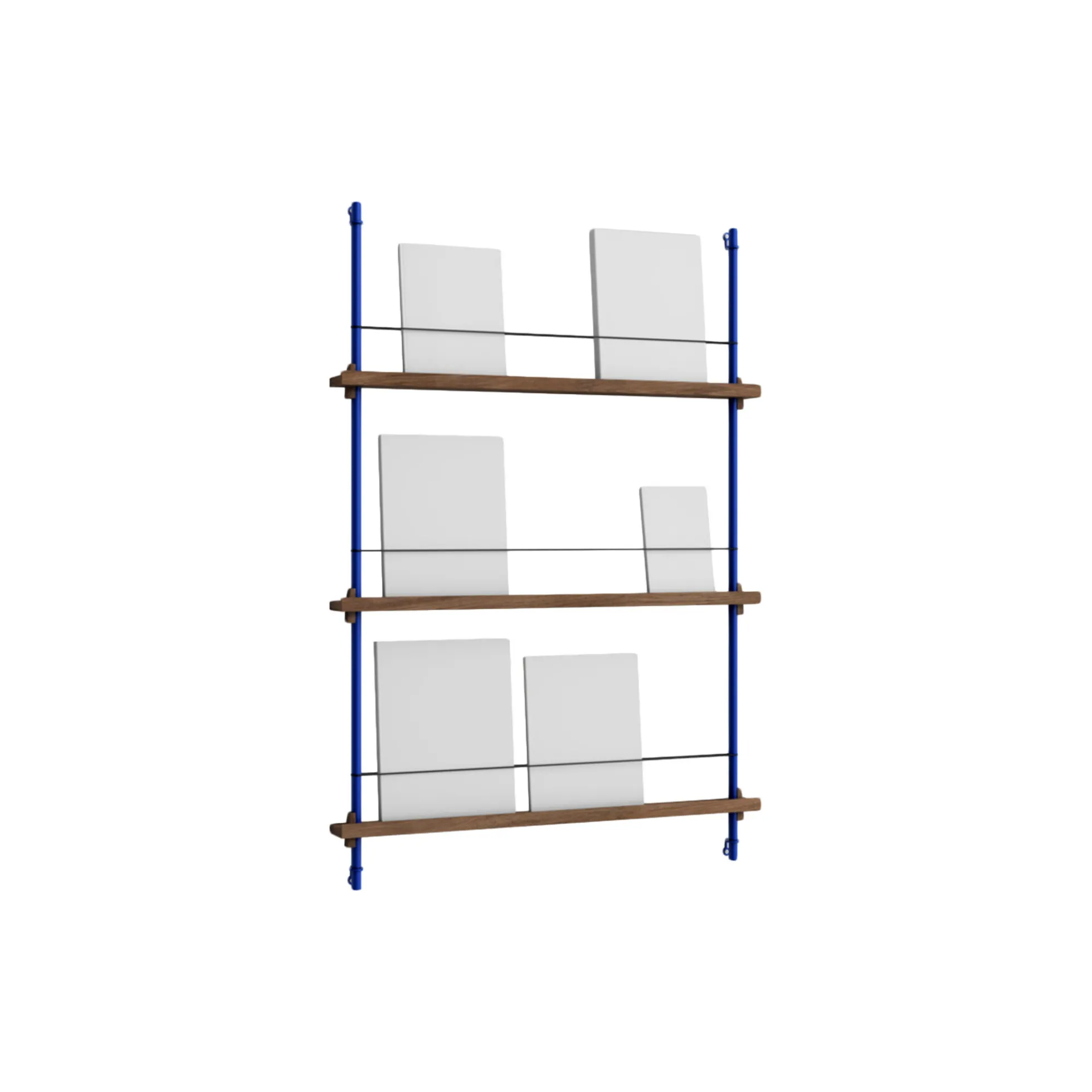Magazine Shelving Medium, smoked oak/deep blue
