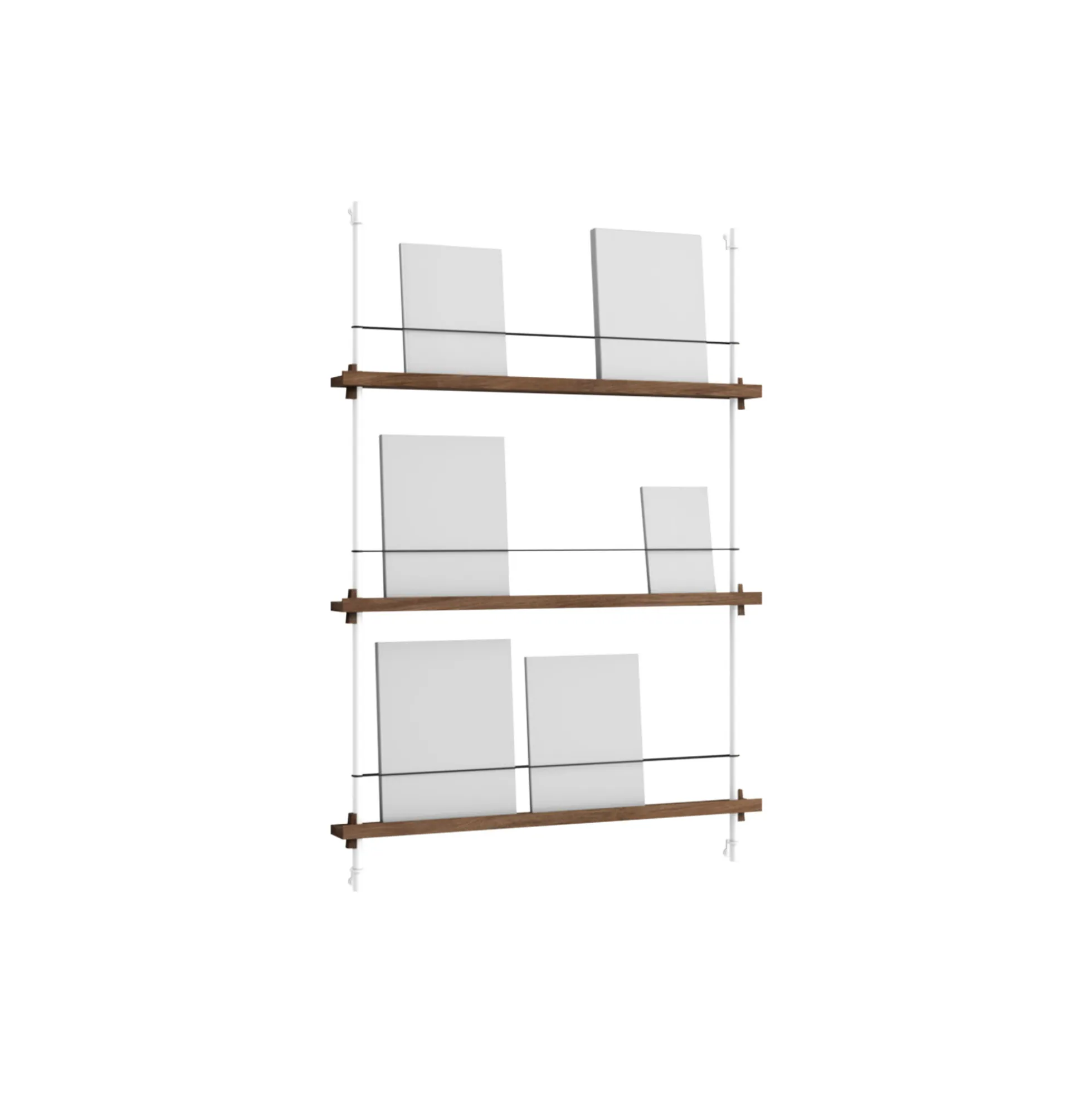 Magazine Shelving Medium, smoked oak/white