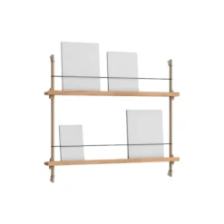 Magazine Shelving Small, oak/warm grey