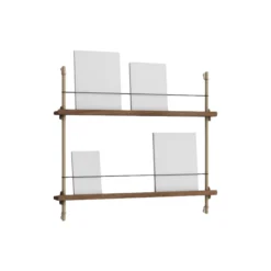 Magazine Shelving Small, smoked oak/warm grey