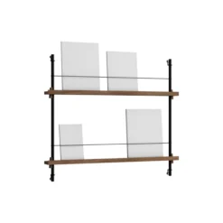Magazine Shelving Small, smoked oak/black