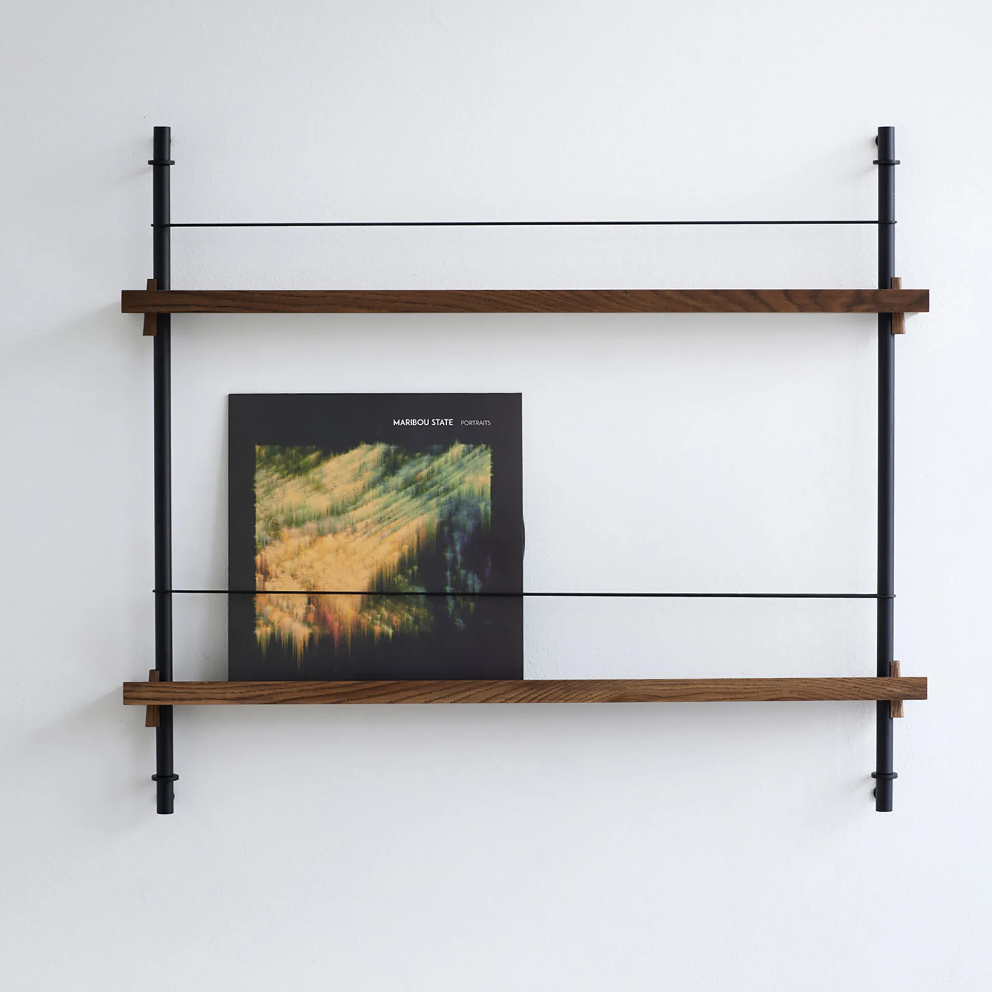 Magazine Shelving Small, smoked oak/black