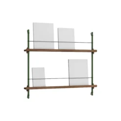 Magazine Shelving Small, smoked oak/pine green