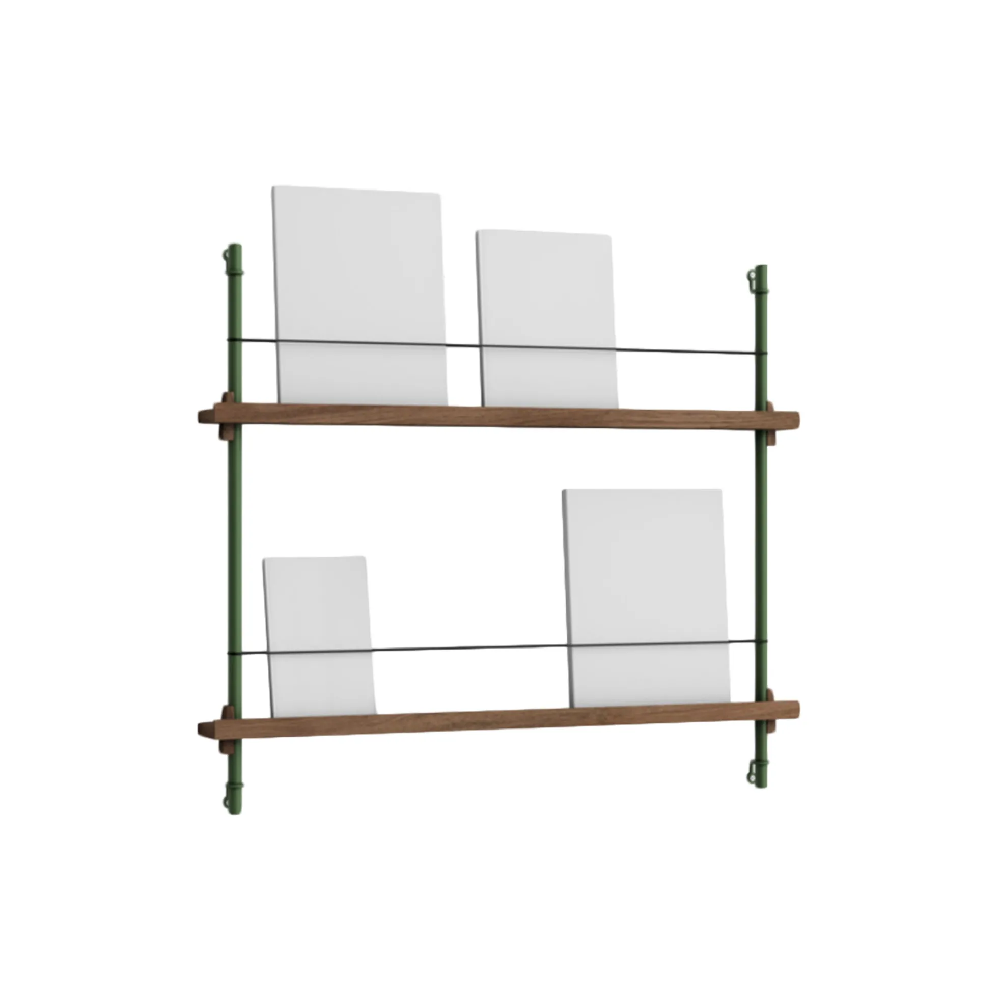 Magazine Shelving Small, smoked oak/pine green