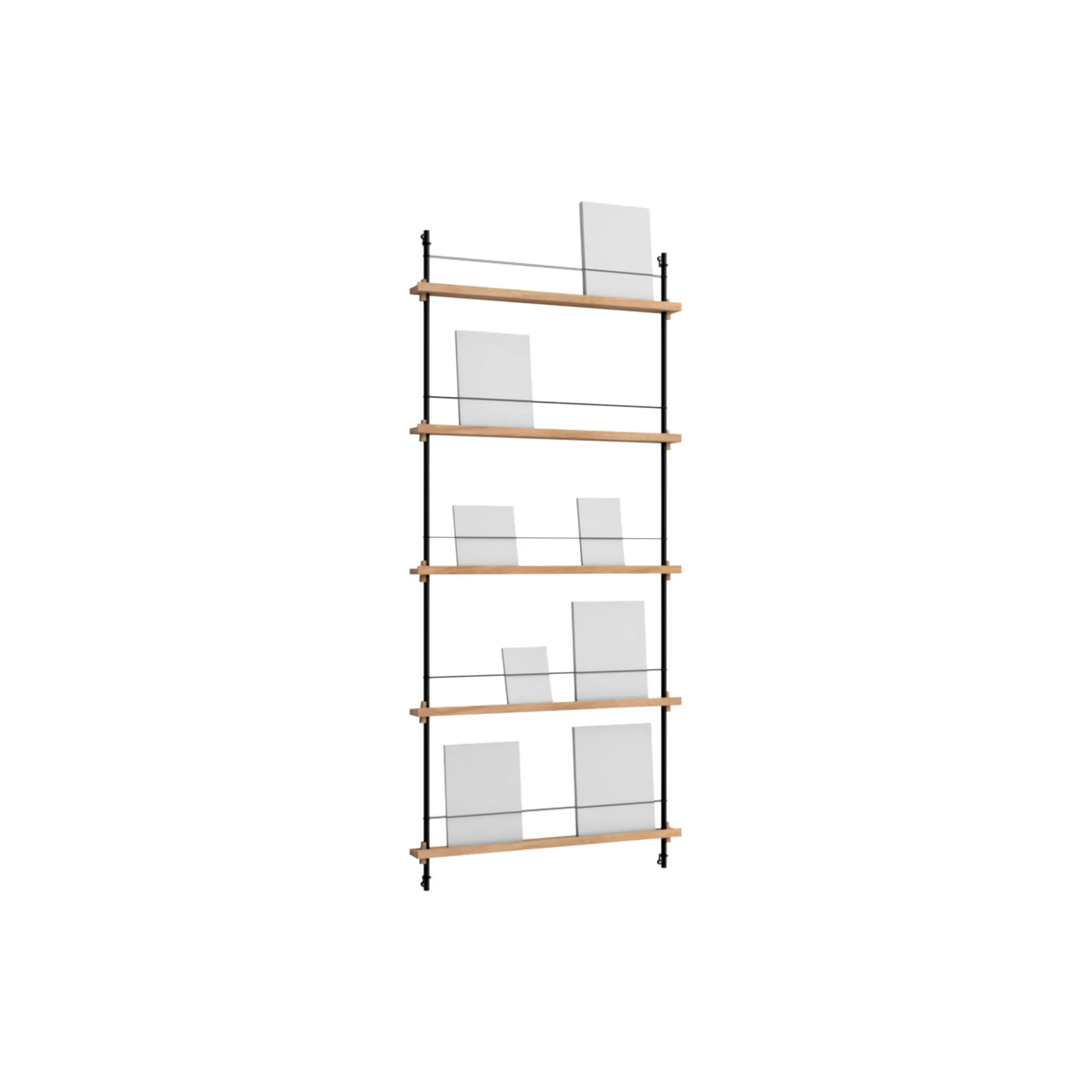 Magazine Shelving Tall, oak/black