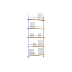 Magazine Shelving Tall, oak/deep blue