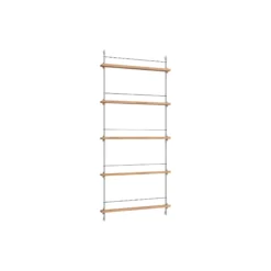Magazine Shelving Tall, oak/stainless steel