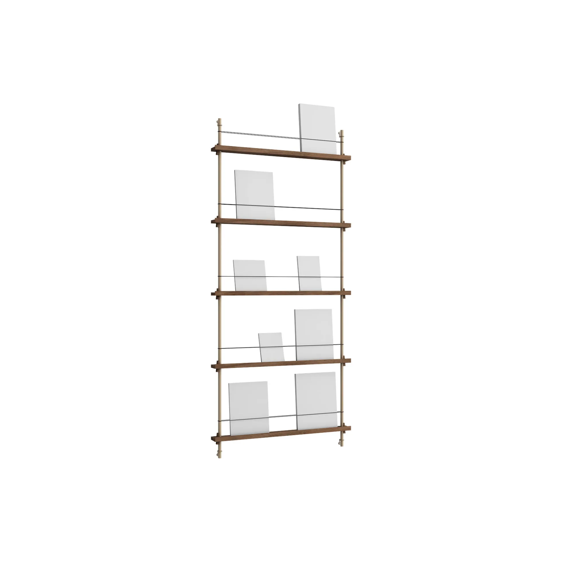 Magazine Shelving Tall, smoked oak/warm grey