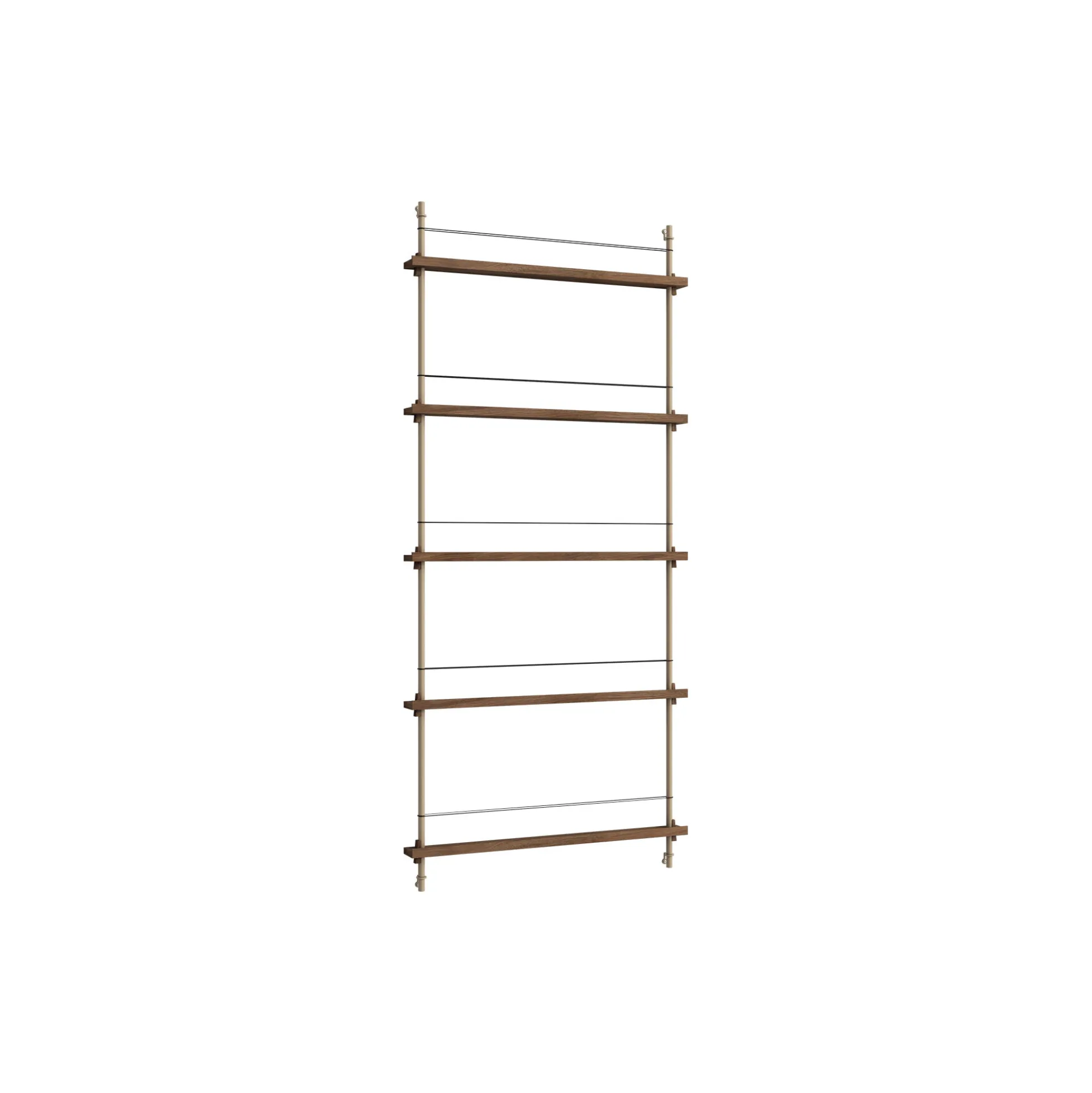 Magazine Shelving Tall, smoked oak/warm grey