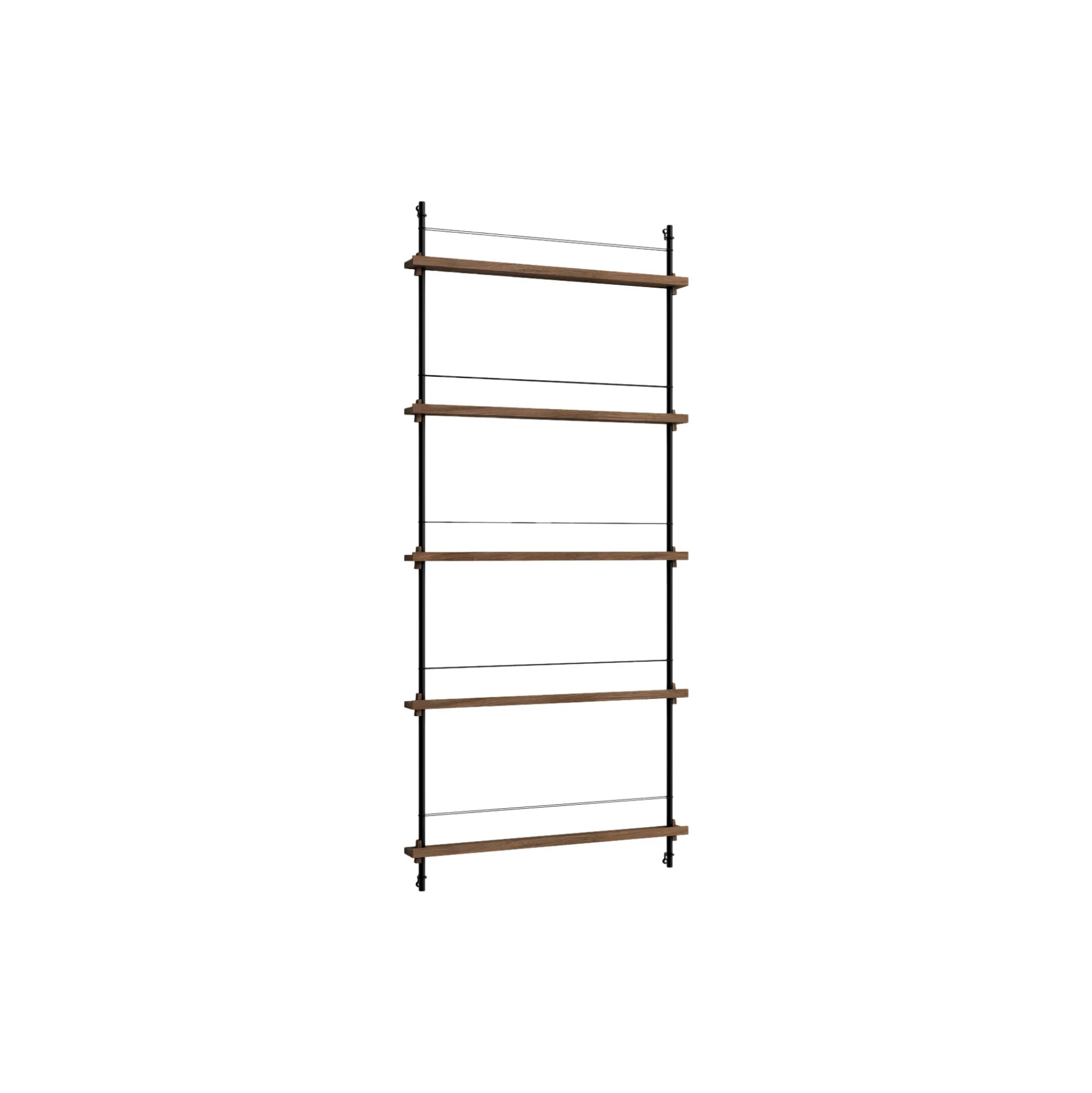 Magazine Shelving Tall, smoked oak/black