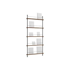 Magazine Shelving Tall, smoked oak/black