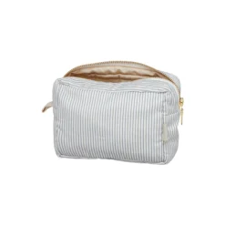 Makeup pung, classic stripes blue/praline
