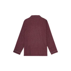 Megeve Pyjamas, bordeaux off white print/grey piping