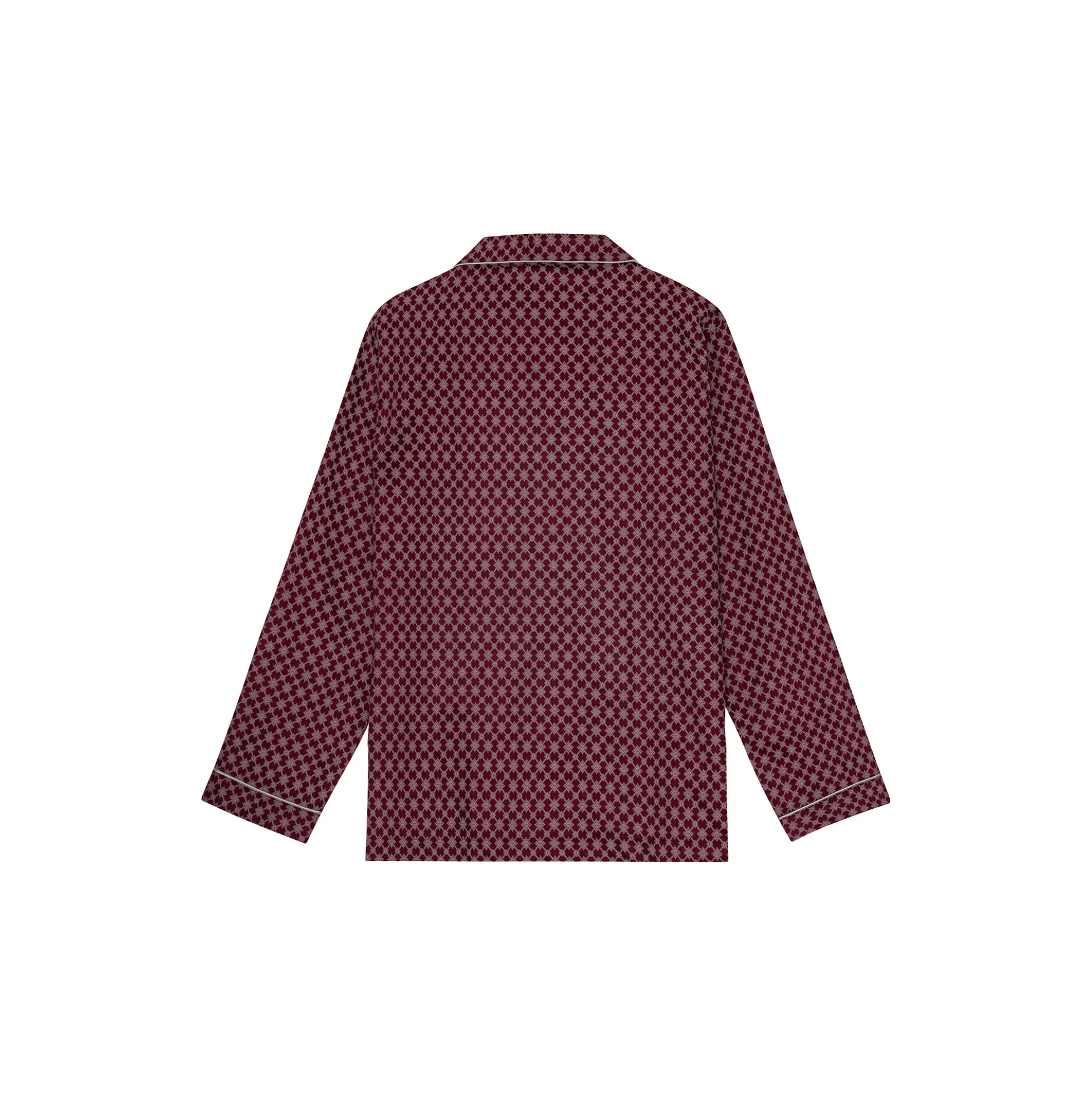 Megeve Pyjamas, bordeaux off white print/grey piping