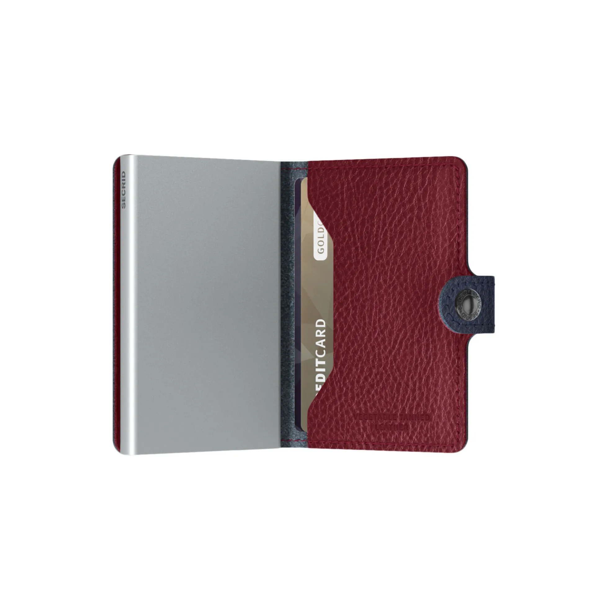 Miniwallet, vegetable tanned navy/silver