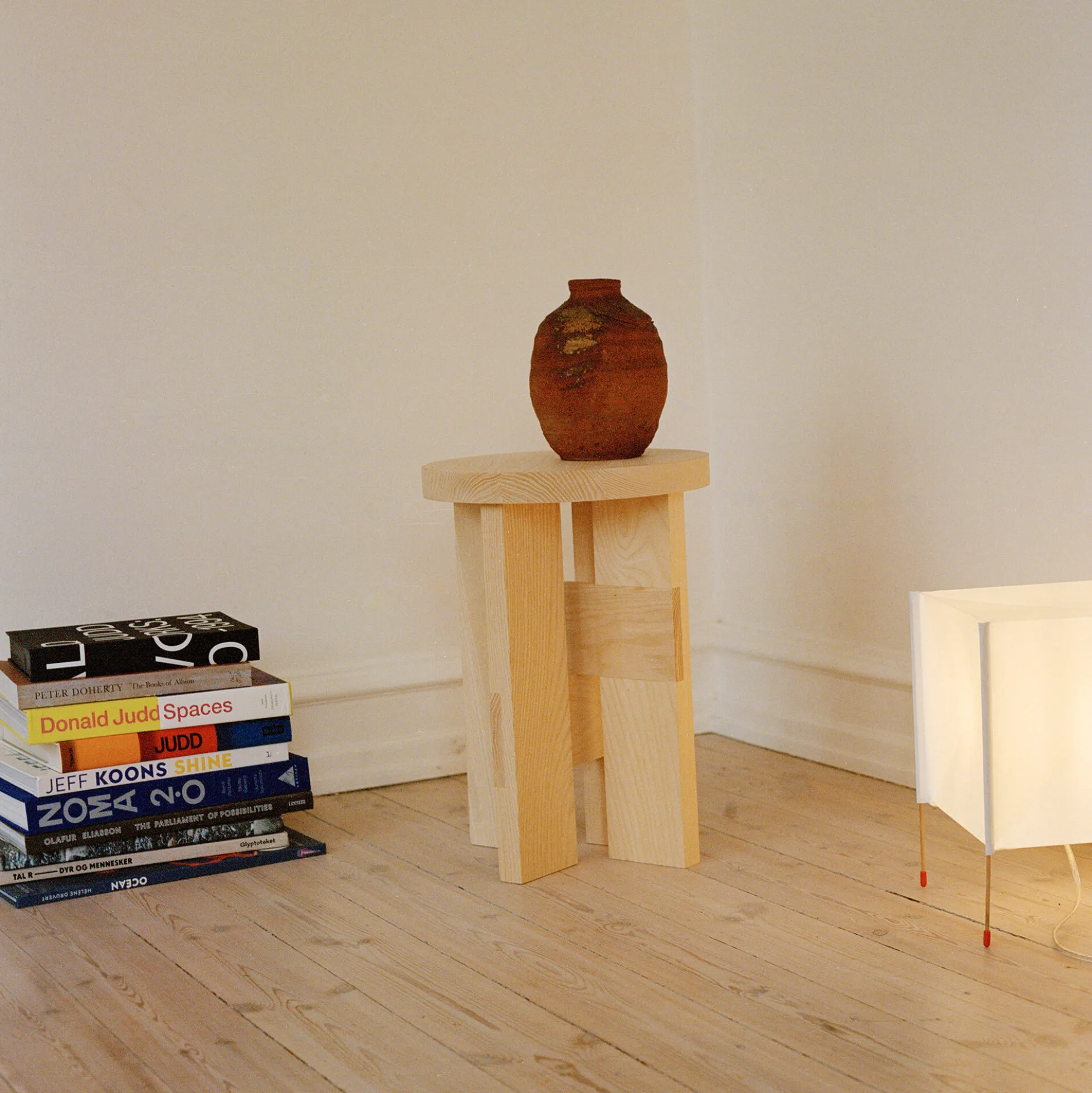 Mio Stool and Side Table, oiled oak