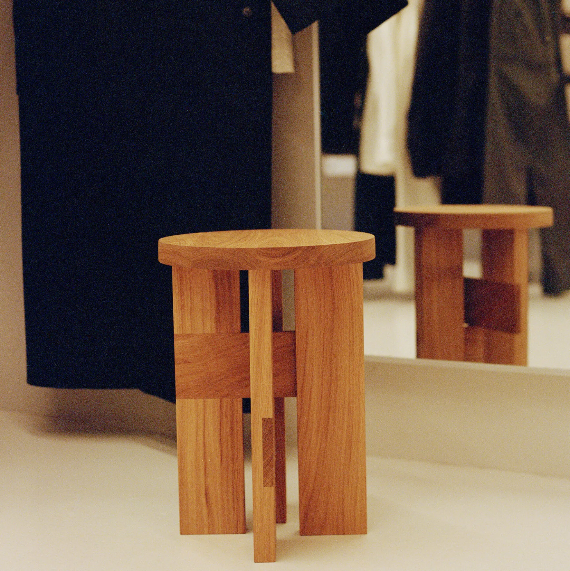 Mio Stool and Side Table, oiled oak