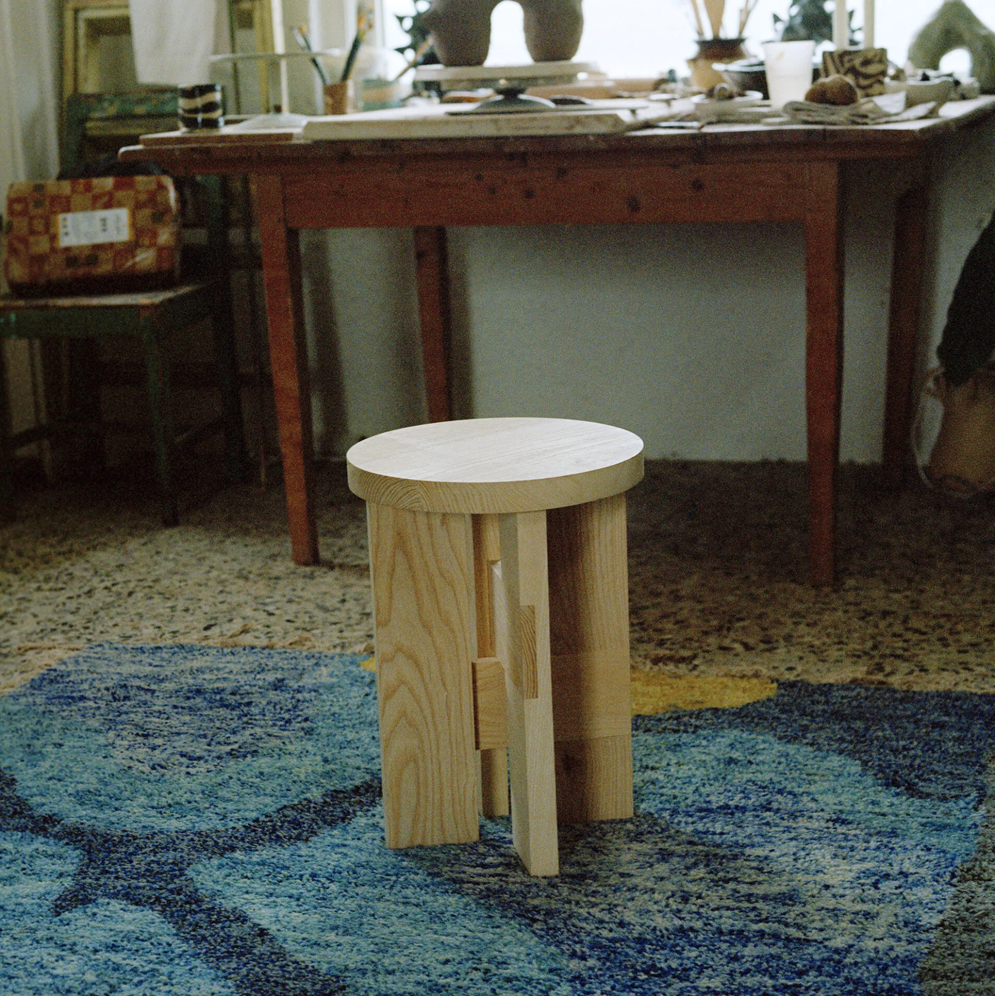 Mio Stool and Side Table, oiled oak