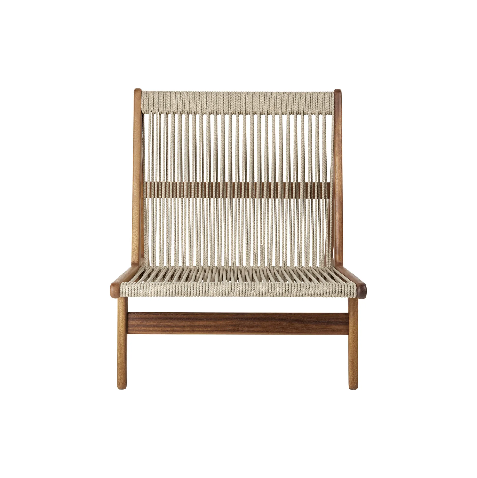 MR01 Outdoor Initial Lounge Chair, oiled iroko/sunfire melange beige/sand