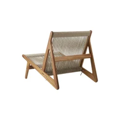 MR01 Outdoor Initial Lounge Chair, oiled iroko/sunfire melange beige/sand