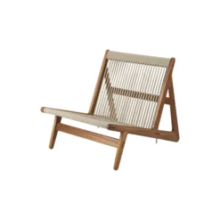 MR01 Outdoor Initial Lounge Chair, oiled iroko/sunfire melange beige/sand