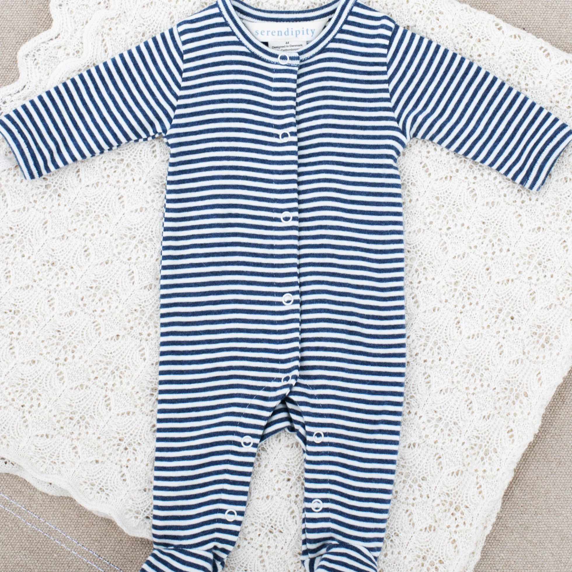 Newborn Stripe Suit, navy/offwhite