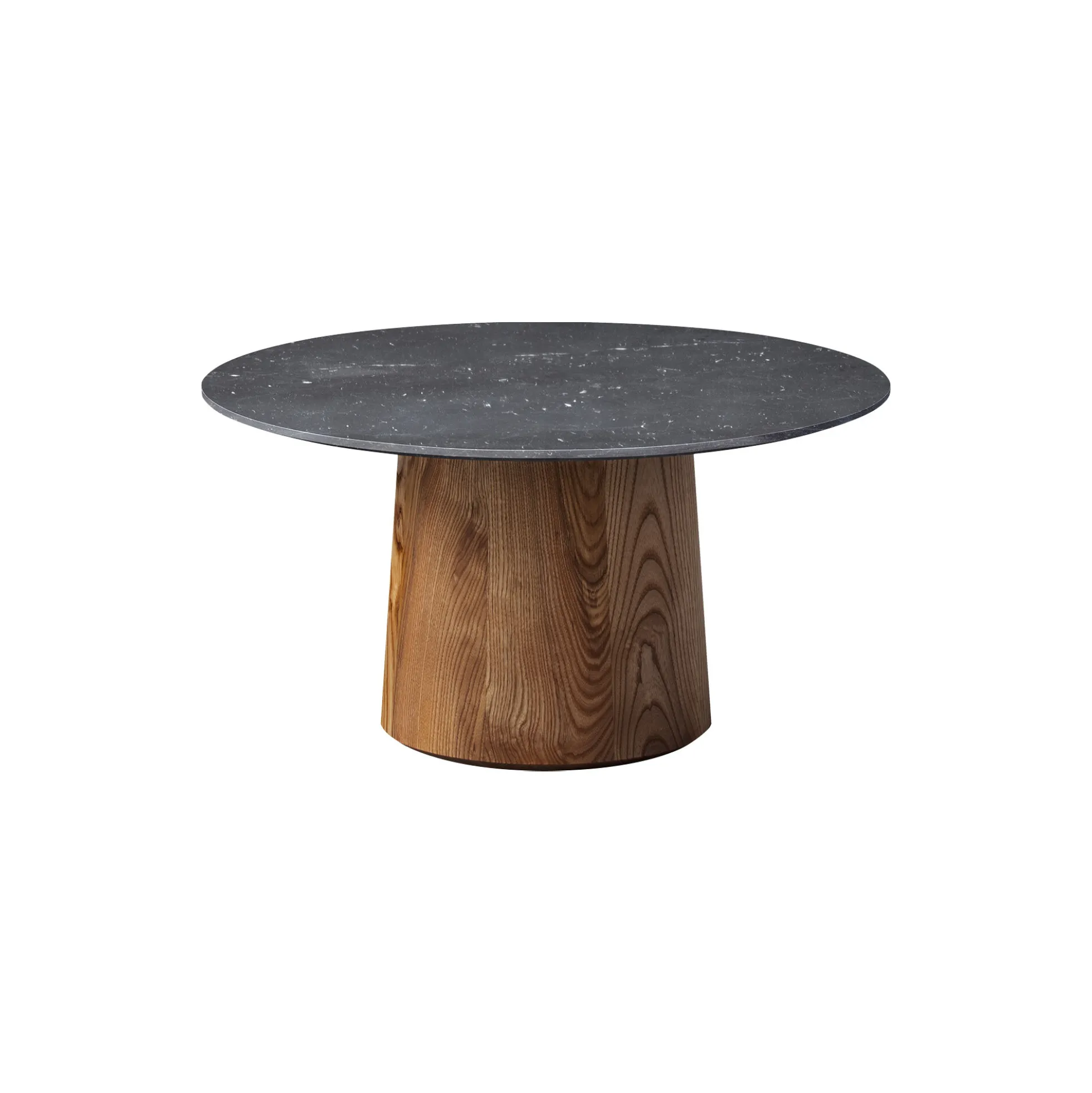 Niveau sofabord Ø 61 cm, Black Marquina/oiled stained ash