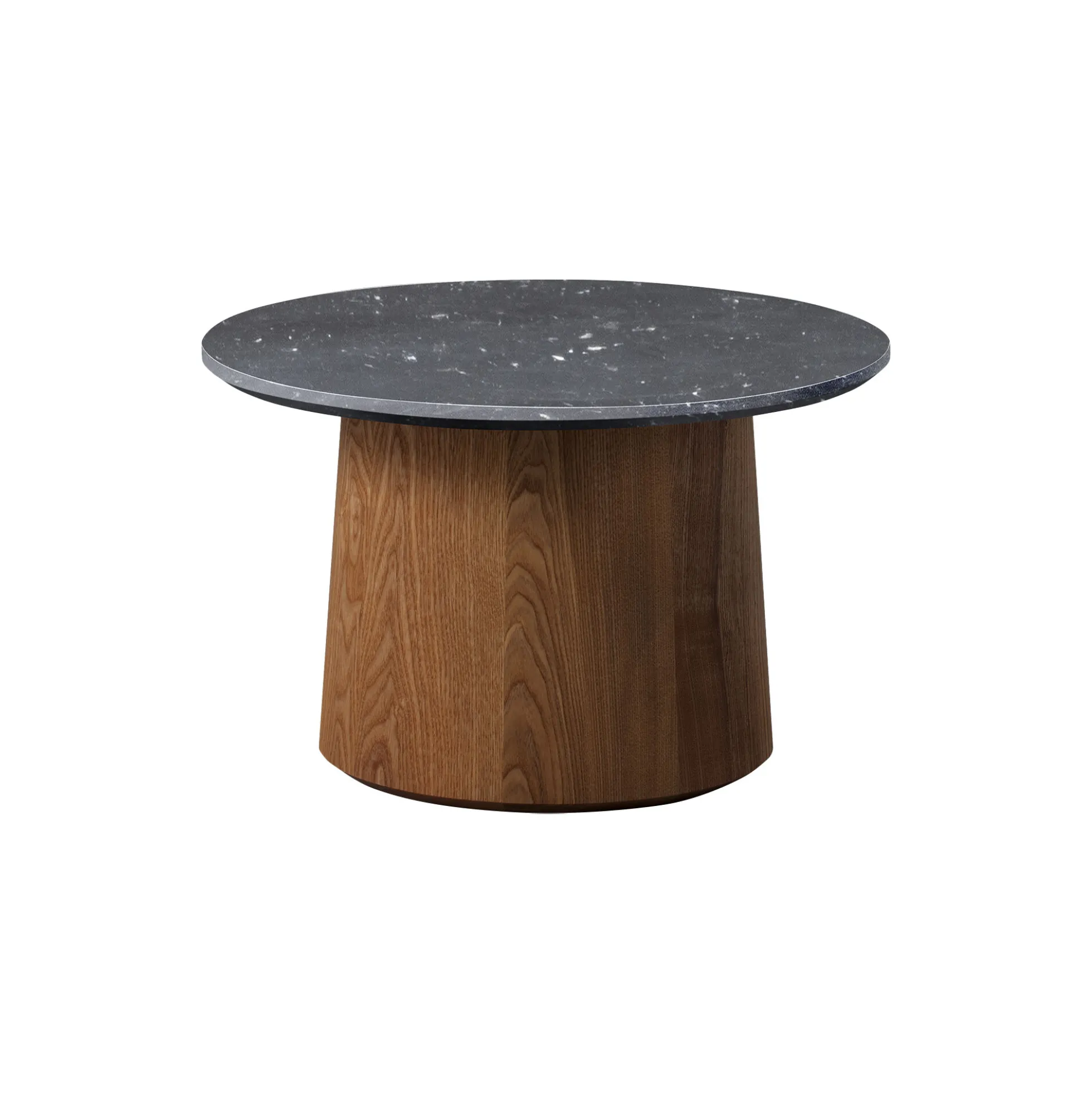 Niveau sofabord Ø 45 cm, Black Marquina/oiled stained ash
