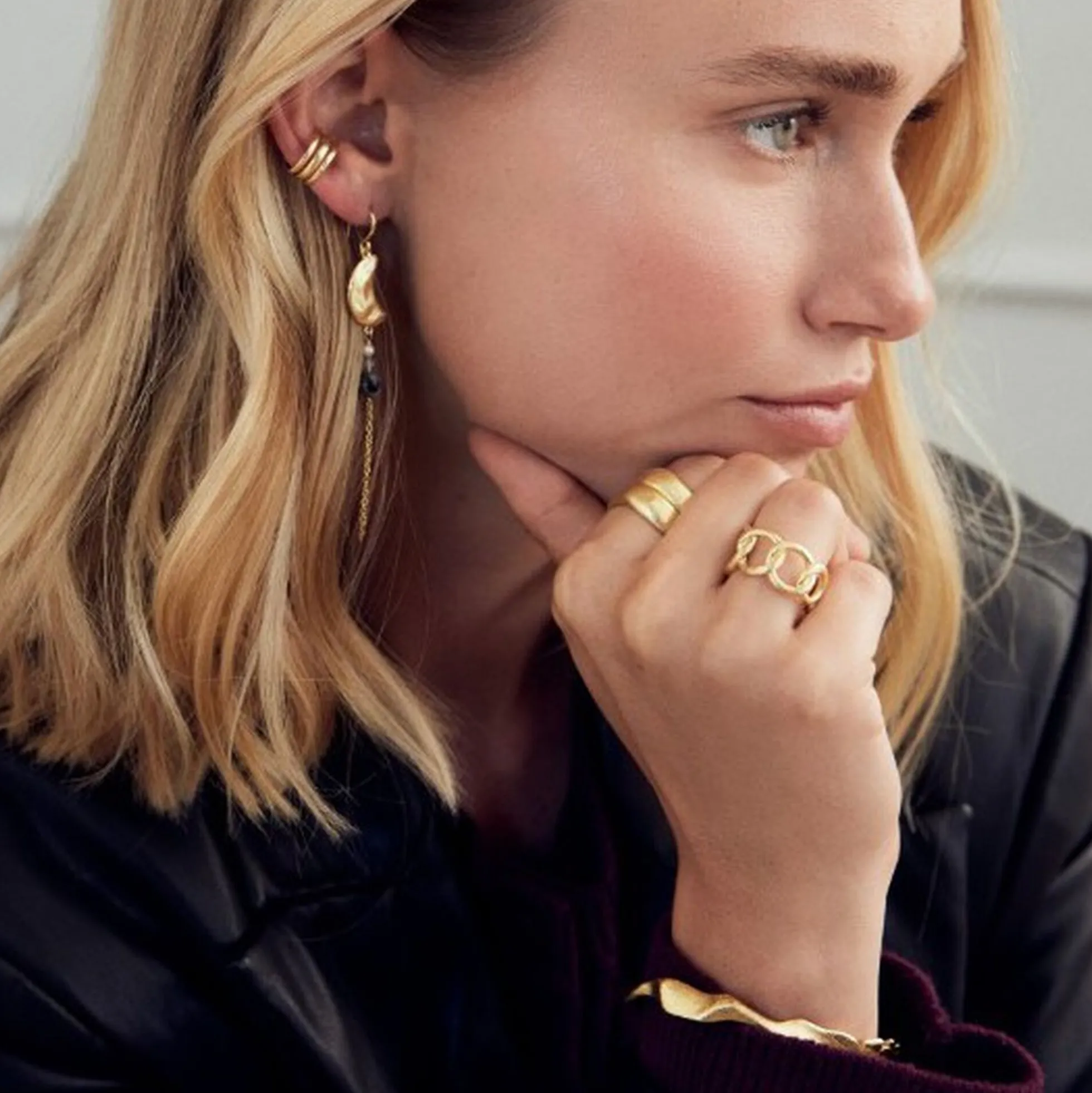 Noelle øreringe, forgyldt/grå