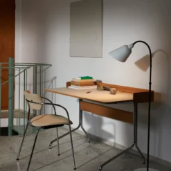 Pavilion Desk AV17, mushroom/oak/chrome