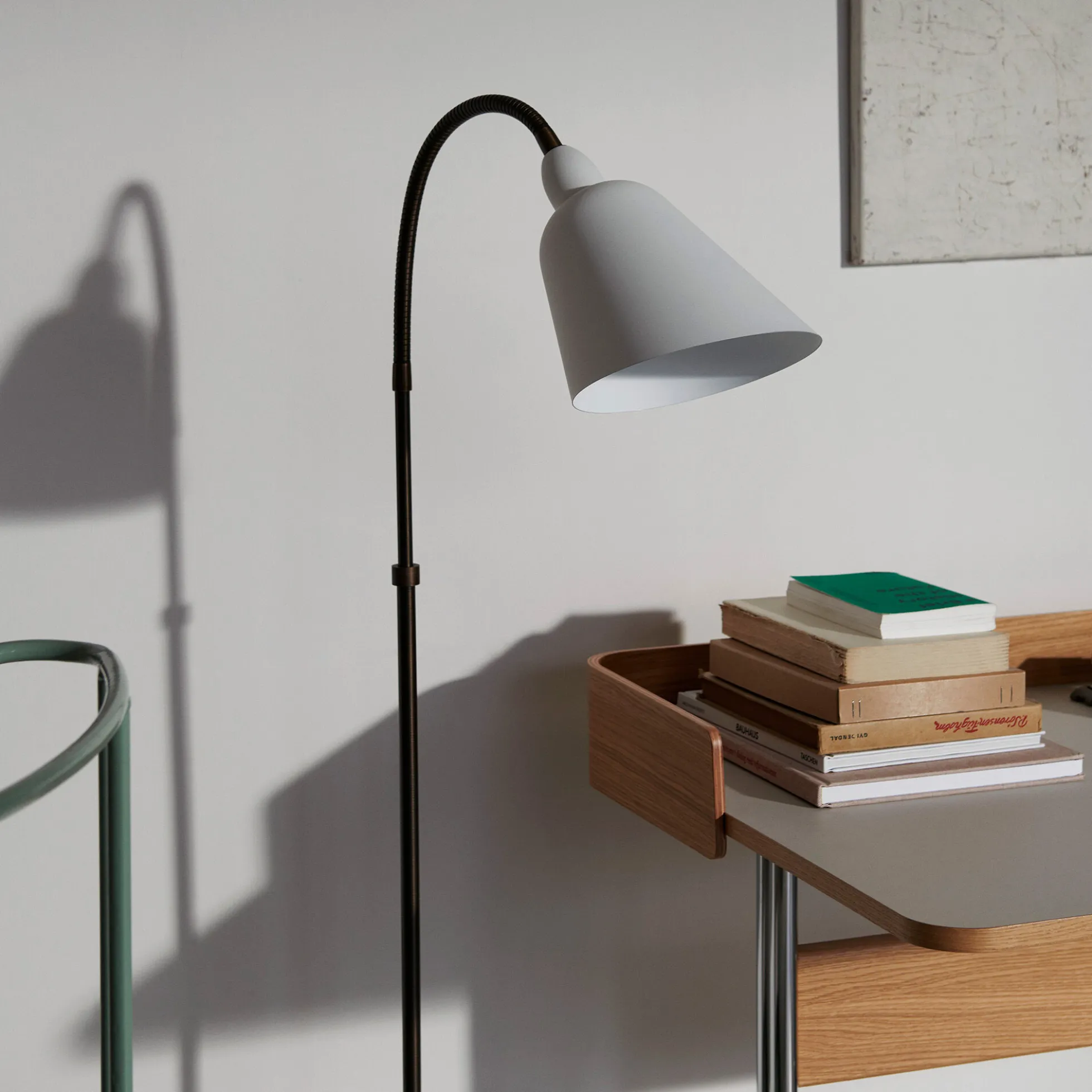 Pavilion Desk AV17, mushroom/oak/chrome