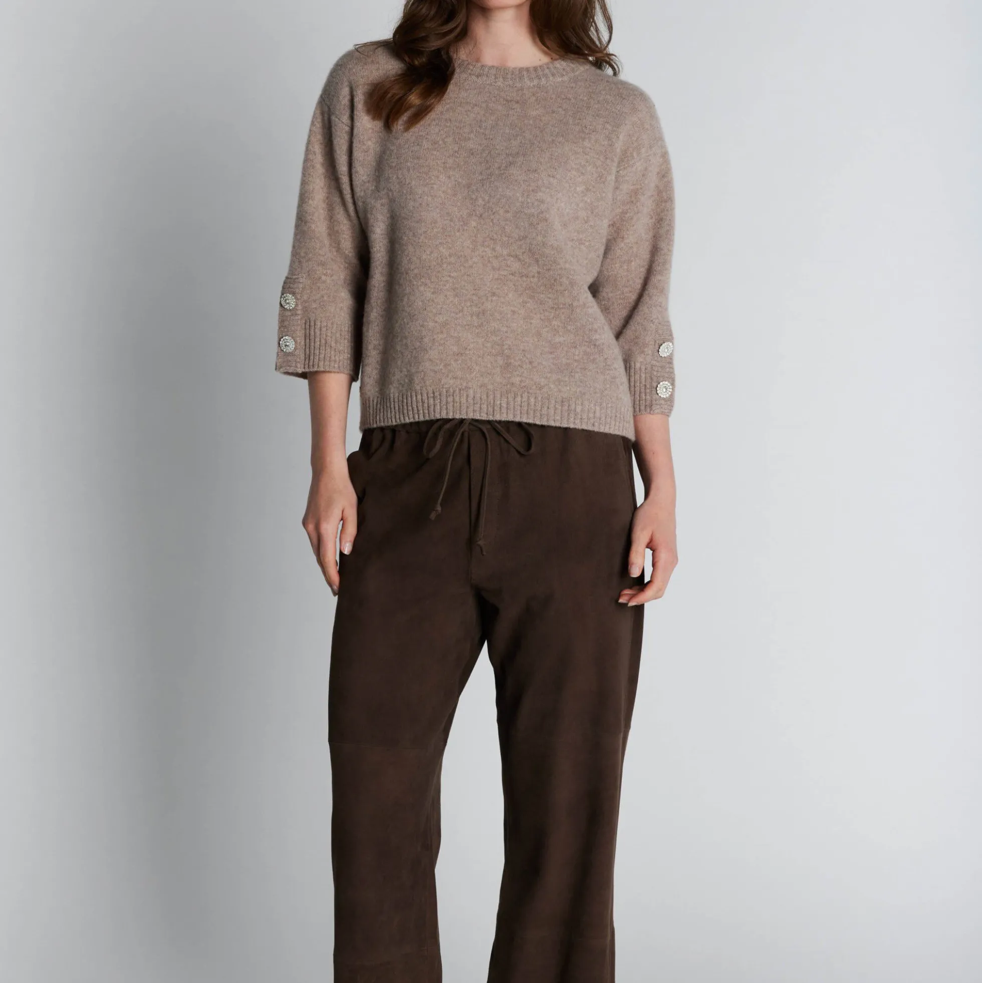 2847PBOEkola suede trousers, smoke