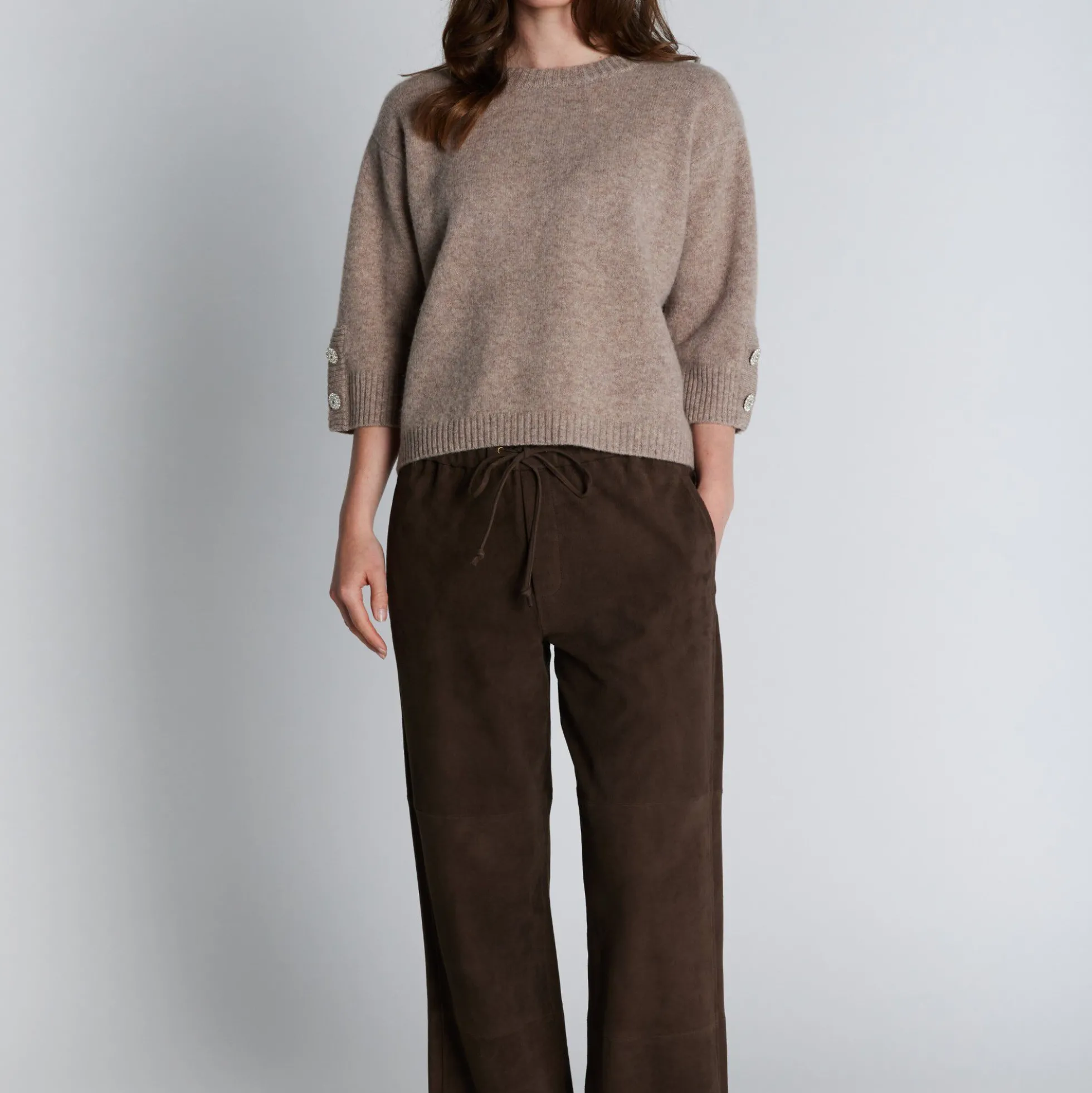 2847PBOEkola suede trousers, smoke