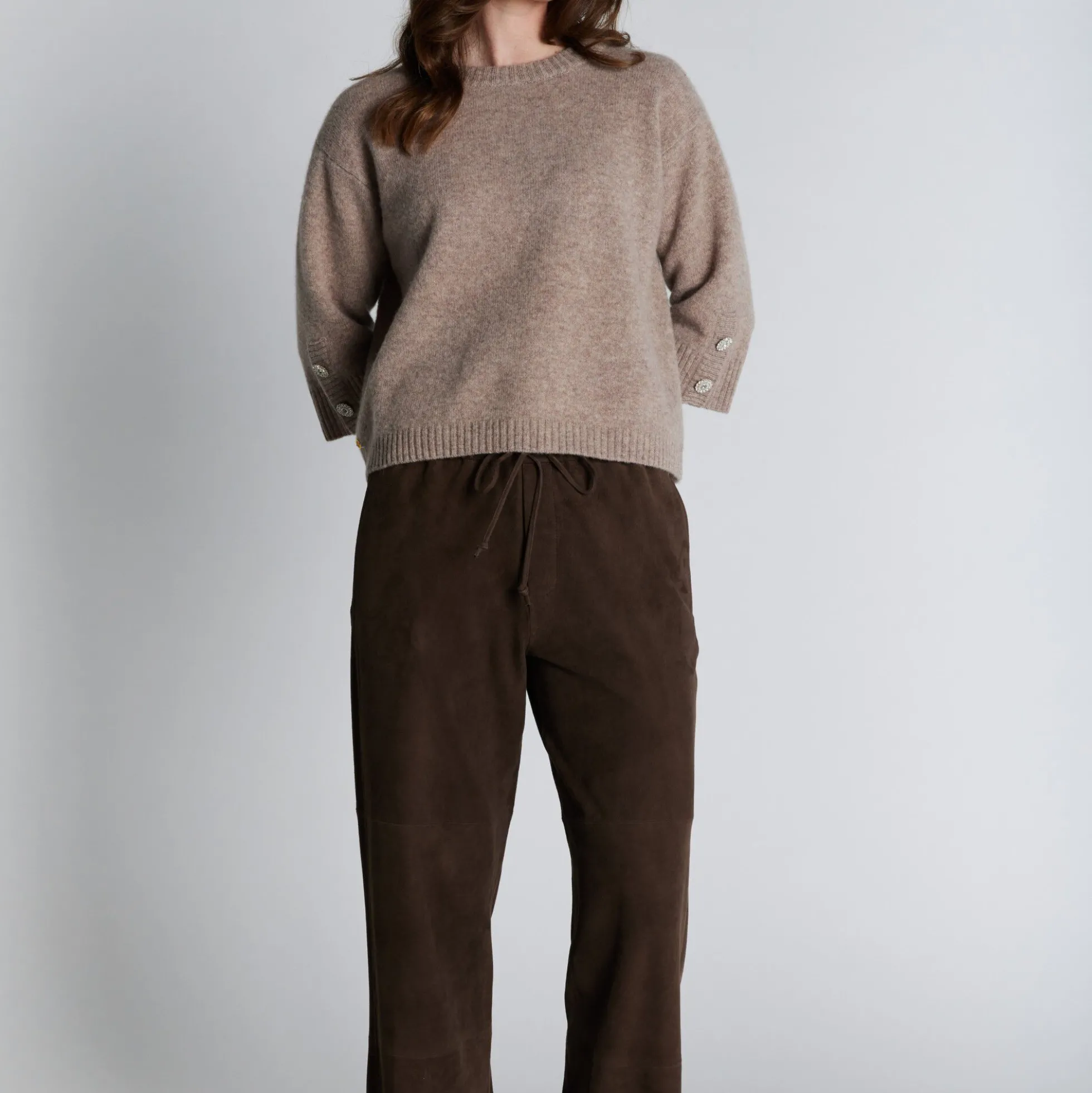 2847PBOEkola suede trousers, smoke