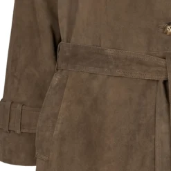 2847PBOElva suede long trench coat, smoke