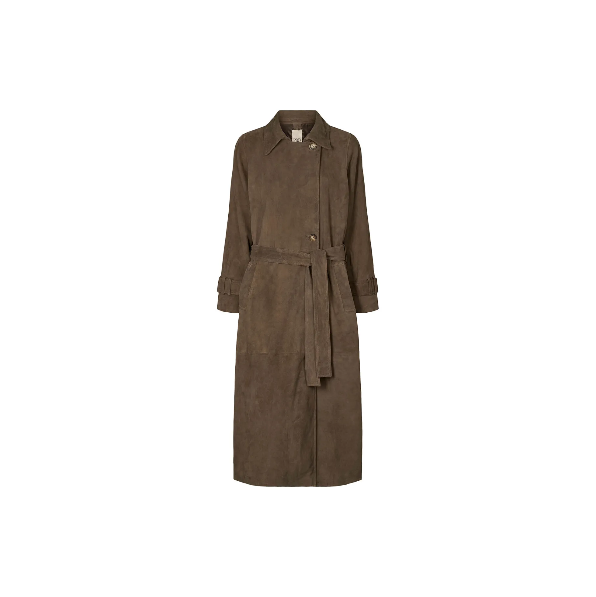 2847PBOElva suede long trench coat, smoke