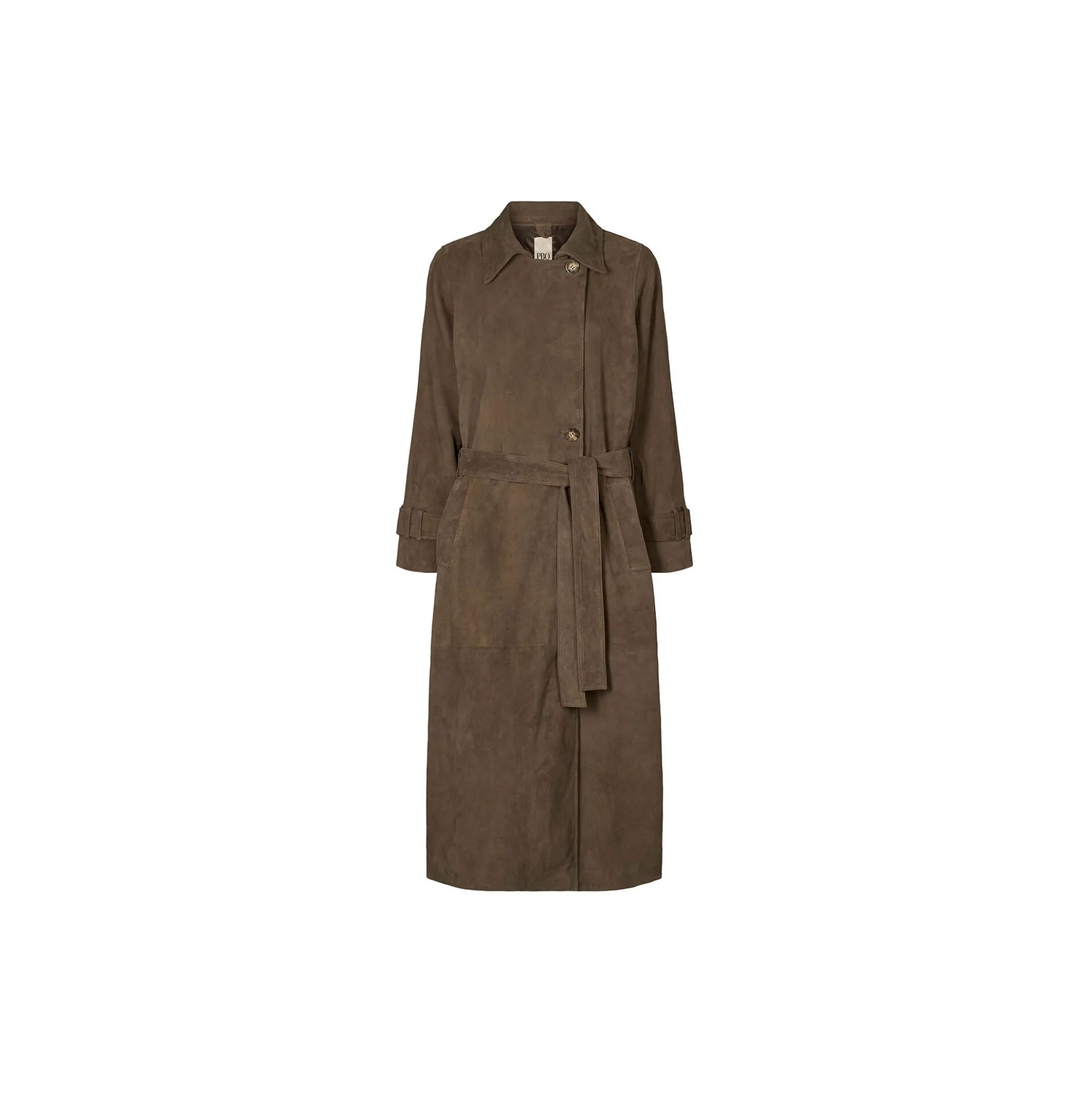 2847PBOElva suede long trench coat, smoke
