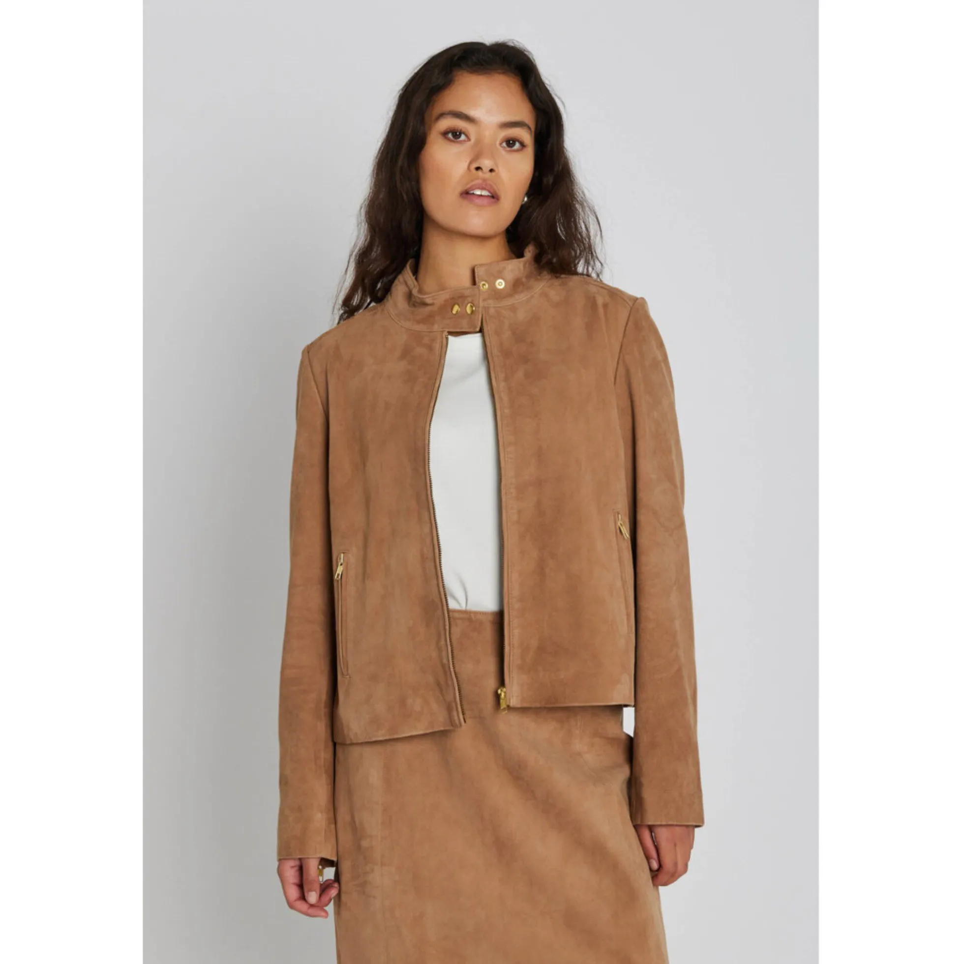 1014PBOVidana suede jacket, camel