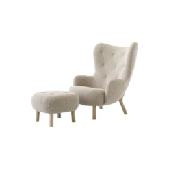Petra VB3 Lounge Chair and ATD1 Pouf, Karakorum 003/oiled oak