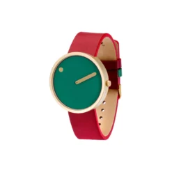 PICTO armbåndsur, dusty green/matt gold/ruby red