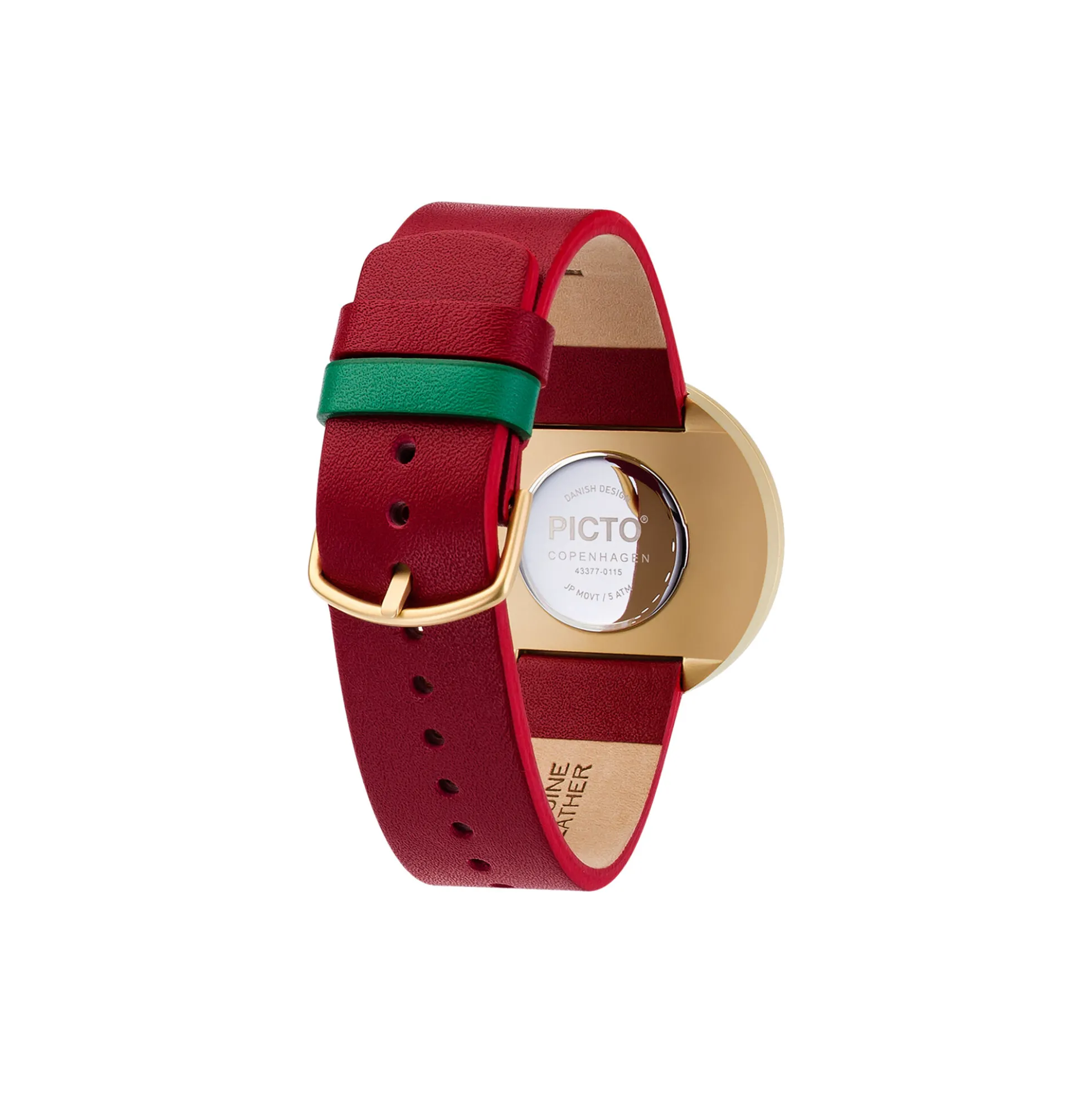 PICTO armbåndsur, dusty green/matt gold/ruby red
