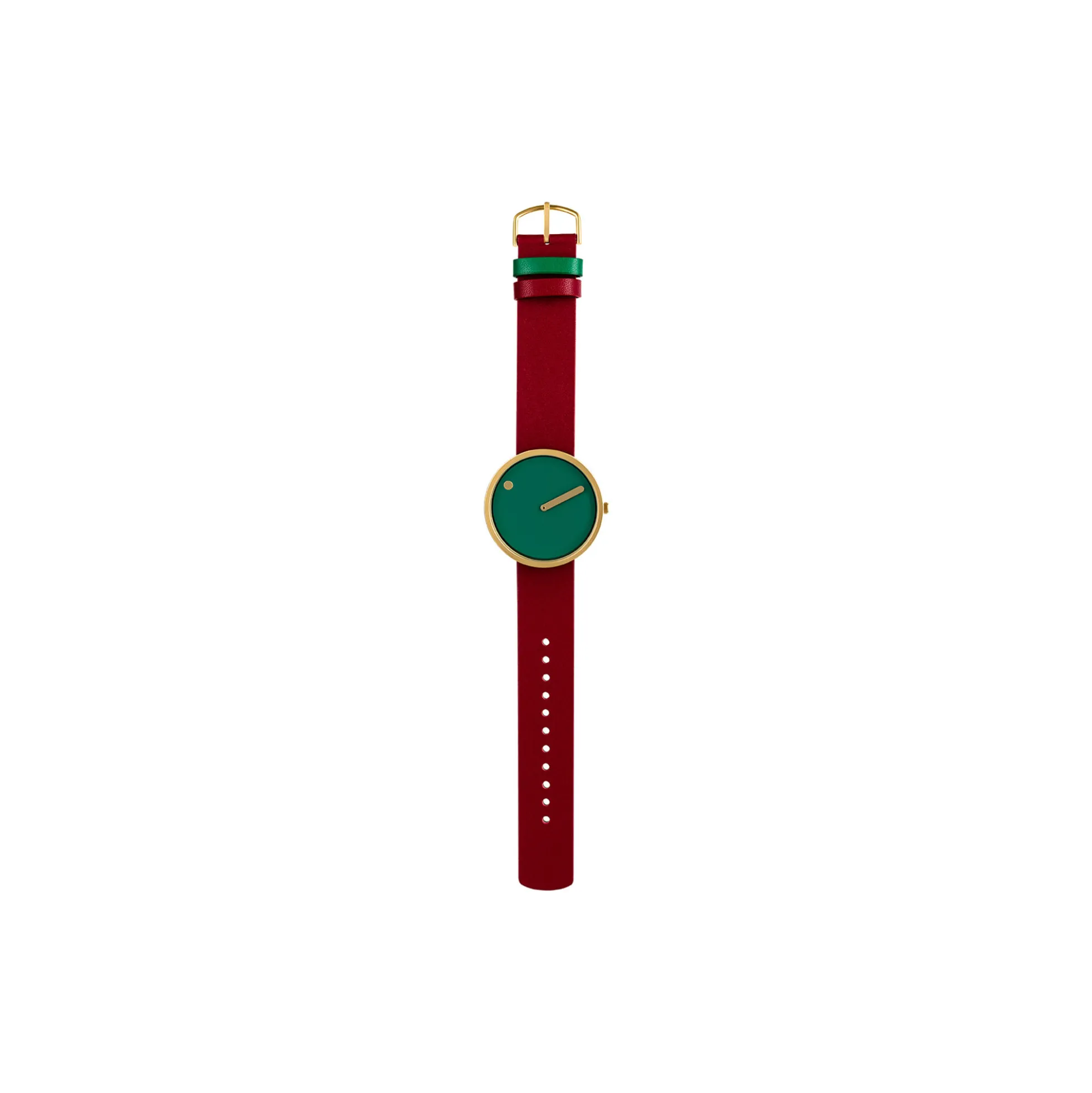 PICTO armbåndsur, dusty green/matt gold/ruby red