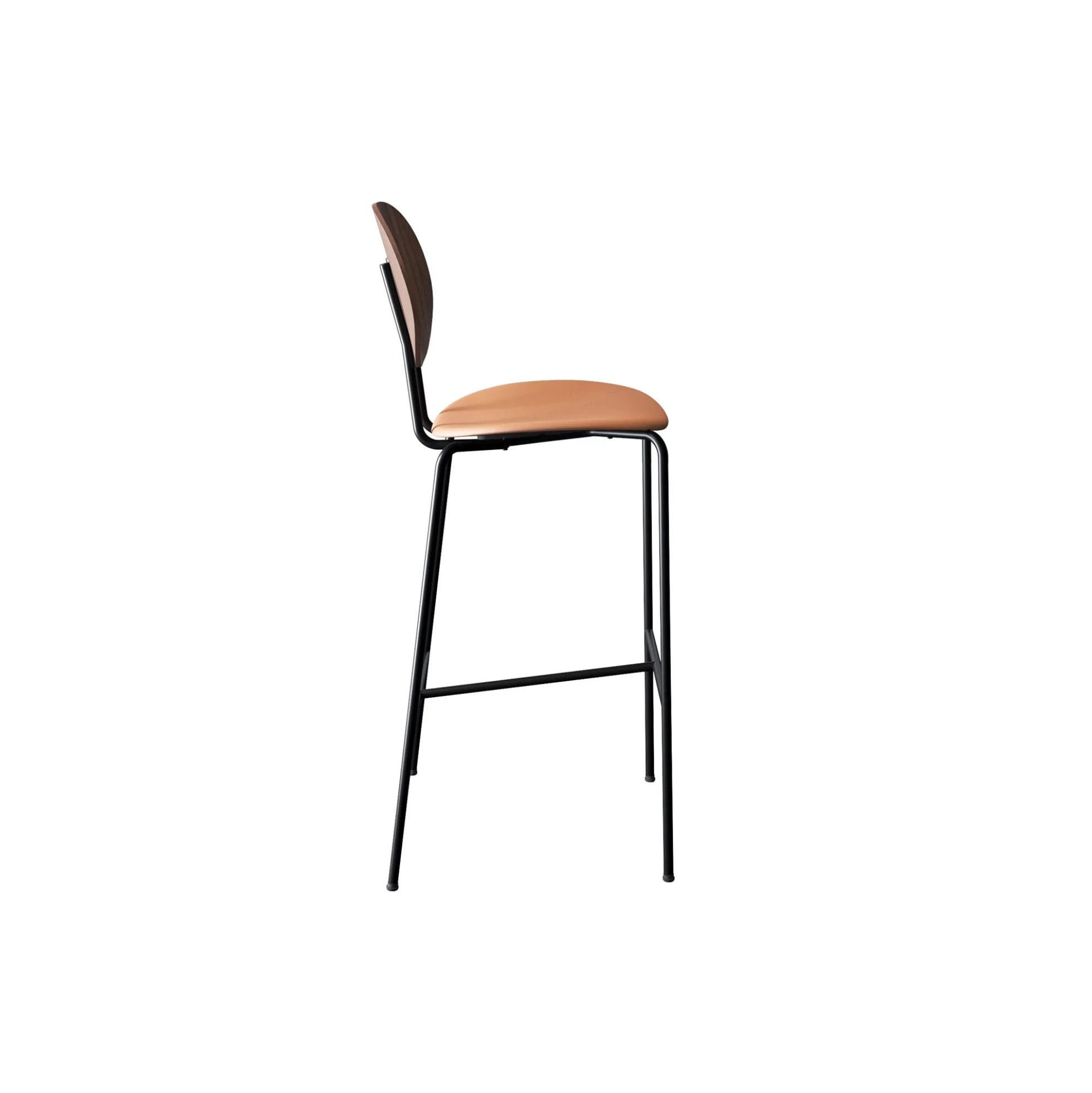 PIET HEIN Bar Chair, oiled walnut/Silk Cognac