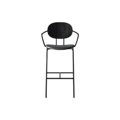 PIET HEIN Bar Chair with Arms, black lacquered oak/Solid Black 509