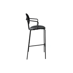 PIET HEIN Bar Chair with Arms, black lacquered oak/Solid Black 509